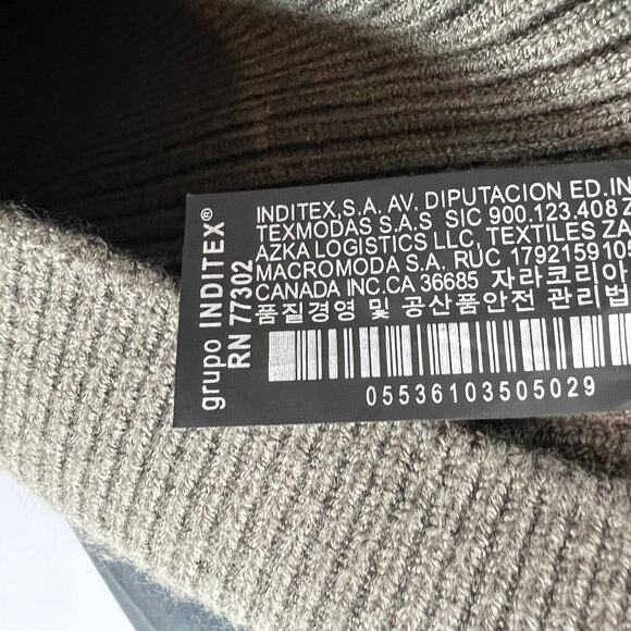 ZARA Olive Green Crop Sweater Ribbed Knit Wood Buttons Dolman Sleeve S Small - Picture 6 of 6